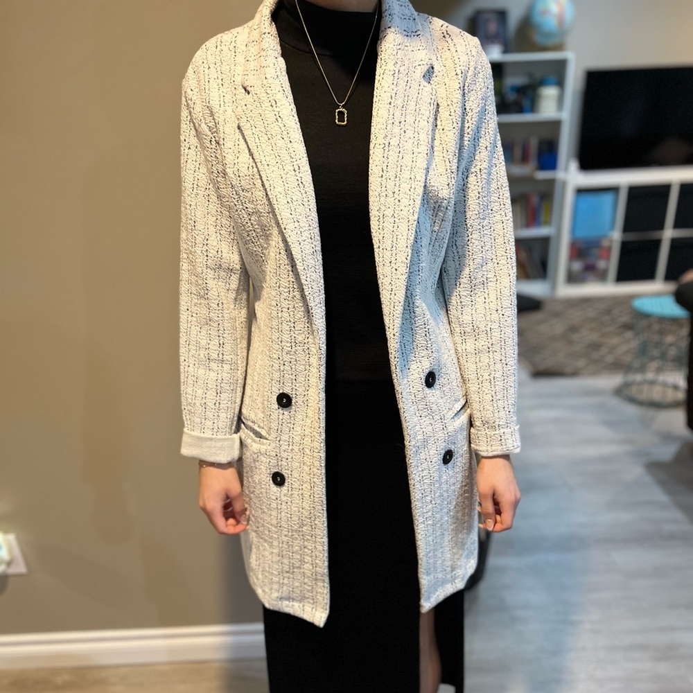 Le Chateau White Textured Blazer Coat